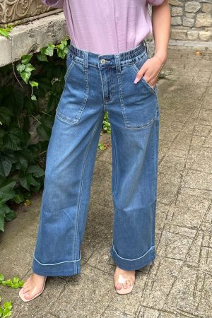 Tate High Rise Double Cuffed Baggy Wide Leg Jeans