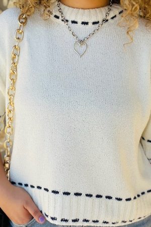 Stitched & Stylish Short Sleeve Stitch Detail Knit Top