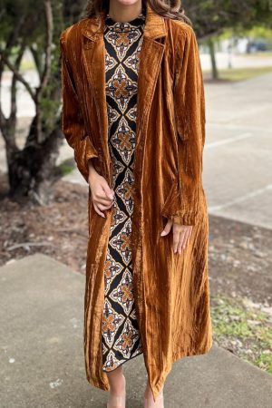 Going Far Crushed Velvet Maxi Coat - FINAL SALE