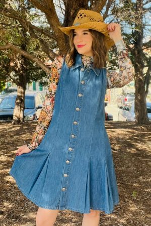 Steph Washed Denim Button Down Dress