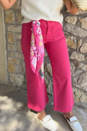 Peyton Hot Pink Wide Leg Jeans