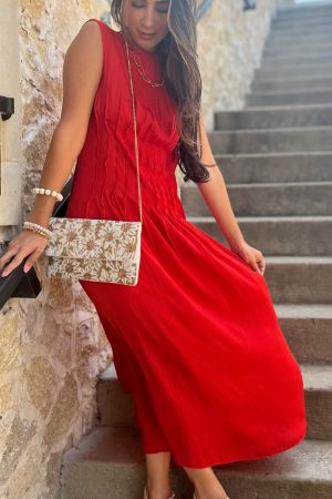 The Briar Silky Pleated Midi Dress