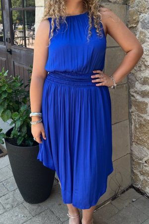 The Fallon Smocked Flared Midi Dress