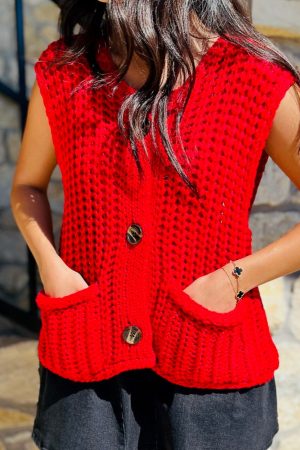 Elouise Chunky Knit Cardigan Sweater Vest