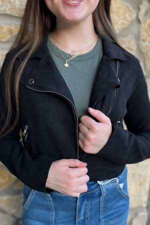 Carefree Season Faux Suede Moto Jacket-FINAL SALE