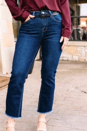 Shelby High Rise Raw Step Hem Crop Flare Jeans