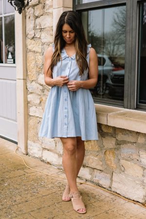 Sweet Romance Mini Dress with Buttons and Pockets-FINAL SALE