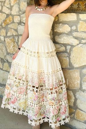 Logan Ombre Floral  After Floral Eyelet Lace Tube Dress