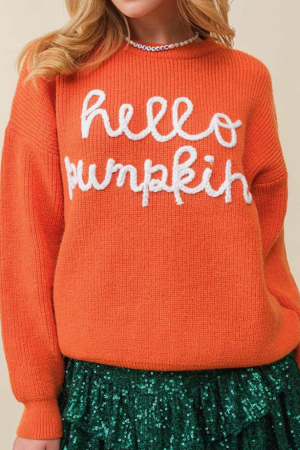 Hello Pumpkin Knit Crewneck Sweater
